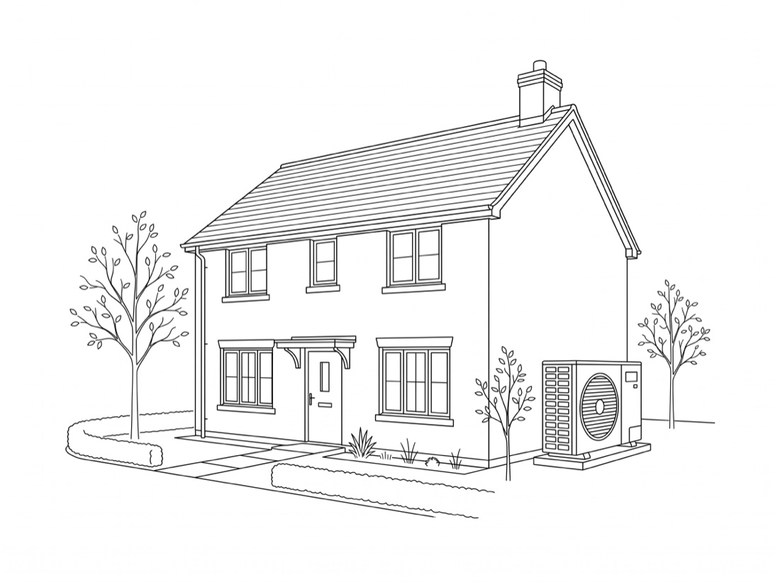 Air Source Heat Pump — line illustration